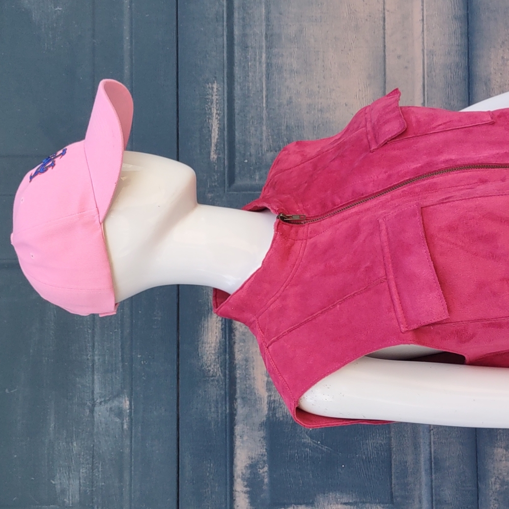Harve' Benard Vest Women's Pink Shearling Faux Suede Soft Warm Chic (UKRAINE)